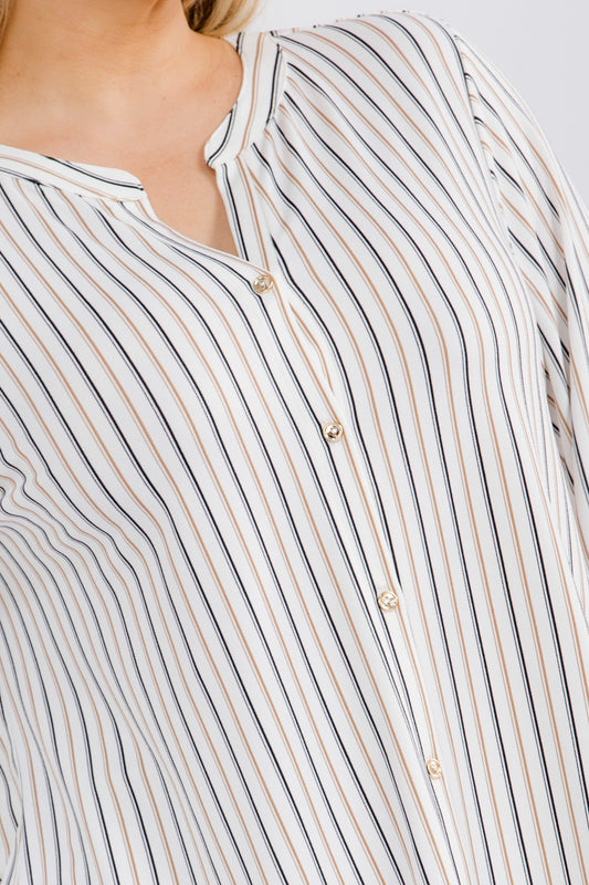 PLUS STRIPED ROLL TAB SHIRT